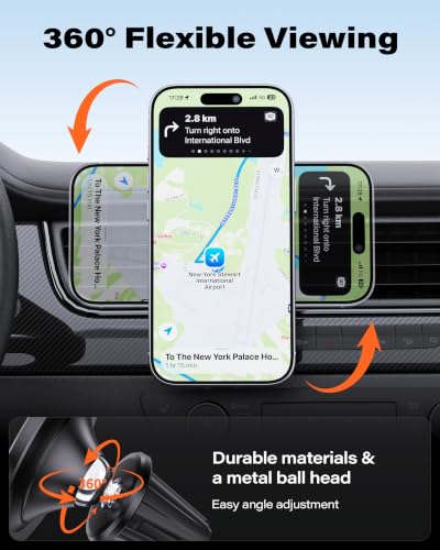 A2C for MagSafe Car Mount, One-Piece Magnetic Phone Holder for Car Vent