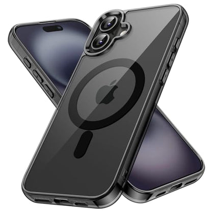 JETech Magnetic Case for iPhone 16 6.1-Inch Compatible with MagSafe, Shockproof Phone Bumper Cover, Anti-Scratch Clear Back (Black) - color: Black, size: iPhone 16