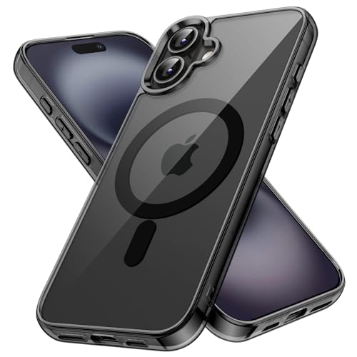 JETech Magnetic Case for iPhone 16 6.1-Inch Compatible with MagSafe, Shockproof Phone Bumper Cover, Anti-Scratch Clear Back (Black) - color: Black, size: iPhone 16