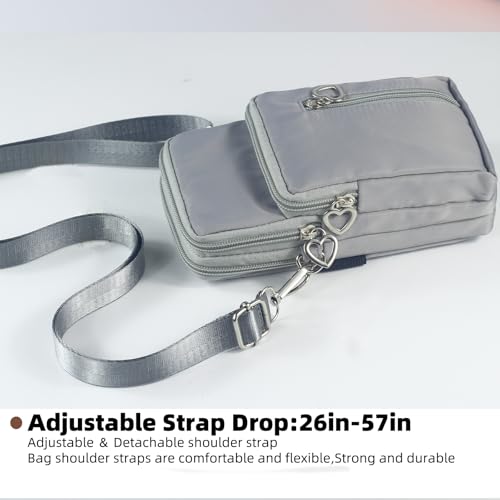 Small Crossbody Bag for Women - Mini Phone Purses with Crossbody Strap and Wallet - Nylon Arm Bag - color: A-grey