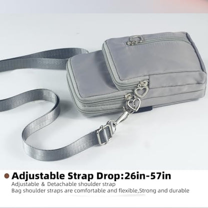 Small Crossbody Bag for Women - Mini Phone Purses with Crossbody Strap and Wallet - Nylon Arm Bag - color: A-grey