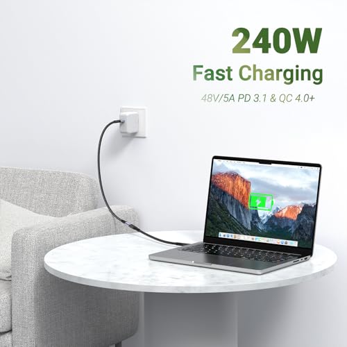 USB C Extension Cable 240W, 1.5FT, 2 Packs, 40Gbps Data, 8K Video - size: 1.5 ft