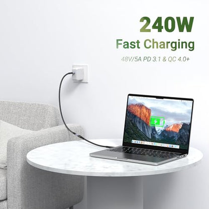 USB C Extension Cable 240W, 1.5FT, 2 Packs, 40Gbps Data, 8K Video - size: 1.5 ft
