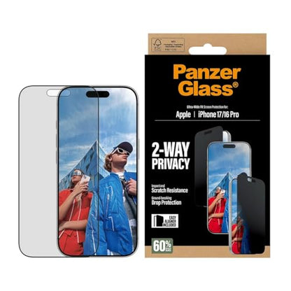 PanzerGlass® 2-Way Privacy Screen Protector iPhone 17 | iPhone 16 Pro | Ultra-Wide Fit w. EasyAligner - size: std