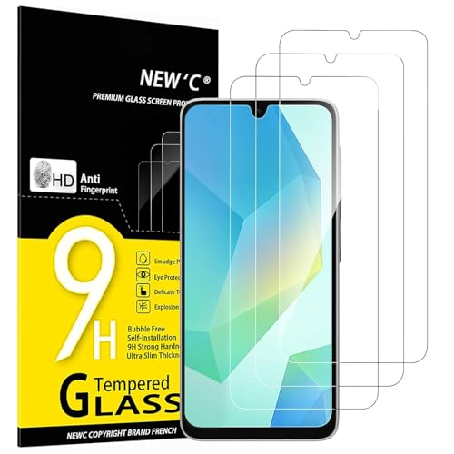 NEW'C 3 Pack Designed for Samsung Galaxy A17 2025, Galaxy A16 5G, Galaxy A26 5G Screen Protector Tempered Glass, Bubble Free, Ultra Resistant - size: A16 6.7 inches