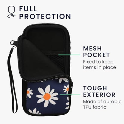 kwmobile Neoprene Sleeve for Smartphone Size XXL - 7" - Shock Absorbing Pouch Case - Protective Phone Bag - Summer Daisy Blue/White/Yellow - style: Summer Daisy 04-02-06