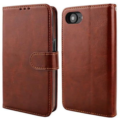 Bocasal Detachable Wallet Case Card Holder for iPhone 17e/16e, Brown | RFID Blocking Kickstand Card Slots Holder PU Leather Magnetic Shockproof Wrist Strap Removable Flip Protective Cover 6.1 inch - color: Brown