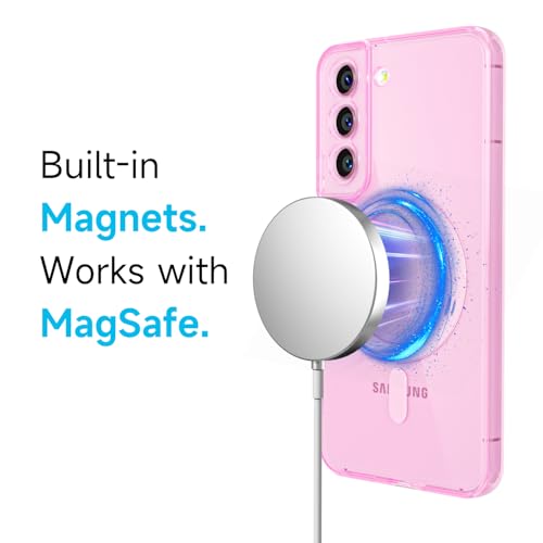 Svanove for Samsung Galaxy S22 Case Clear Compatible with Magsafe Silicone, Transparent Thin Magnetic Mag Safe Case Cute, Girly Aesthetic Trendy Slim Hard Rubber Camera Cover Protection, Light Pink - color: Clear Pink, size: S22