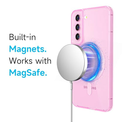 Svanove for Samsung Galaxy S22 Plus Case Clear Compatible with Magsafe Silicone, Transparent Thin Magnetic Mag Safe Case Cute, Girly Aesthetic Trendy Slim Hard Camera Cover Protection, Light Pink - color: Clear Pink, size: S22 Plus