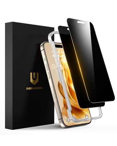 UNBREAKcable Privacy Screen Protector for iPhone 16 Pro Max, Full Coverage Shatterproof Tempered Glass[True 28°Anti Spy][9H Hardness][Easy Installation Frame]2-Pack Private Screen for iPhone 16 ProMax - size: iPhone 16 Pro Max