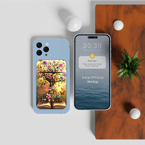 Phone Credit Card Holder Stick on, Phone Case Wallet, Cell Phone Pocket Self Adhesive Stretchy Lycra Stick on Wallet ID Credit Card Case Pouch Sleeve for All Smartphones, Flower Tree - color: Phone Case Wallet-613