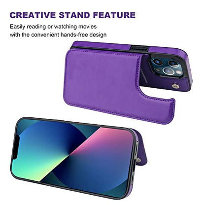 ONETOP for iPhone 13 Pro Wallet Case with Card Holder,Purple - color: Purple