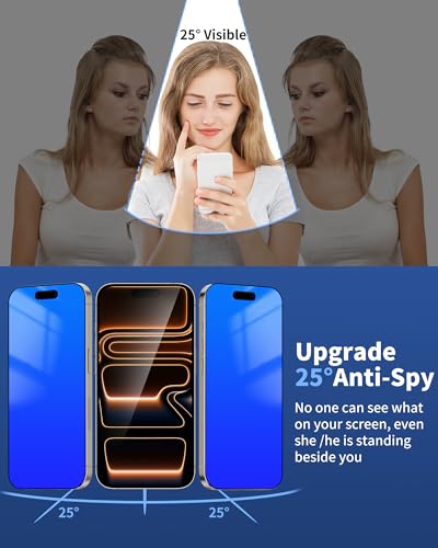 2 Pack Privacy Screen Protector for iPhone 17 6.3 inch Blue - color: For iphone 17 Blue