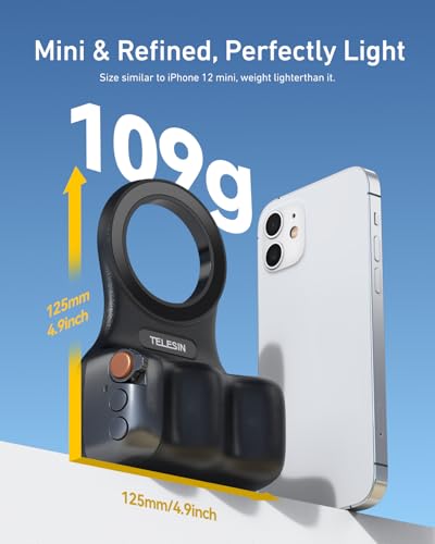 TELESIN Magnetic Phone Camera DSLR Style Grip for Magsafe iPhone & Android - color: Black