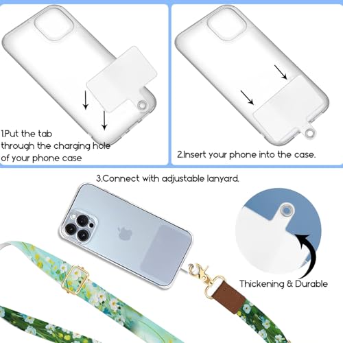 Phone Lanyard Wrist Strap Crossbody Adjustable, Cell Phone Lanyard for Around The Neck Shoulder Wristlet Strap - color: Green Floral