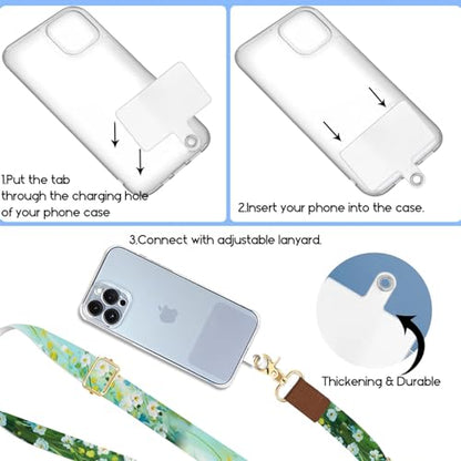 Phone Lanyard Wrist Strap Crossbody Adjustable, Cell Phone Lanyard for Around The Neck Shoulder Wristlet Strap - color: Green Floral