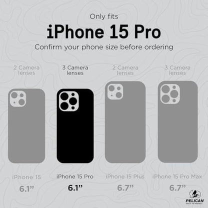 Pelican Shield Brushed Aluminum - iPhone 15 Pro Case 6.1" [Compatible with MagSafe] [21ft Military Grade Drop Protection] Magnetic Charging Phone Case Cover with Belt Clip Holster Kickstand - Black - color: Shield Brushed Aluminum, size: iPhone 15 Pro