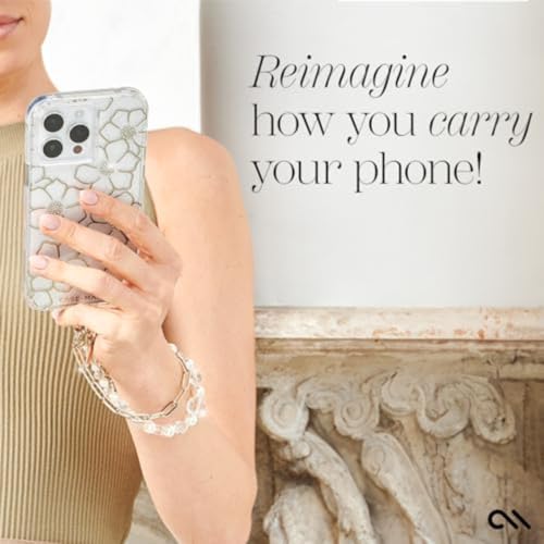 Case-Mate Phone Charm Wrist Strap with Pearls and Crystals - Crystal Pearl | Detachable Anti-Theft Phone Strap - Hands-Free iPhone Wrist Strap for Women - Phone Chain Wristlet for Galaxy, Pixel & More - color: Crystal Pearl
