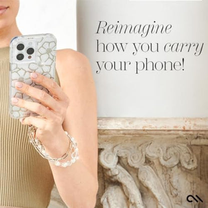 Case-Mate Phone Charm Wrist Strap with Pearls and Crystals - Crystal Pearl | Detachable Anti-Theft Phone Strap - Hands-Free iPhone Wrist Strap for Women - Phone Chain Wristlet for Galaxy, Pixel & More - color: Crystal Pearl