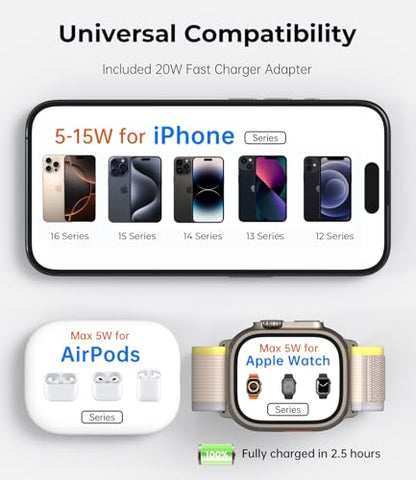 KU XIU Foldable 3-in-1 Magnetic Wireless Charging Station for Apple Devices - color: Gray