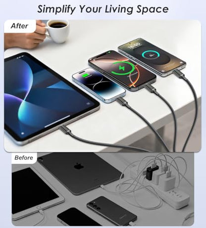 Multi Charging Cable, 2Pack 4FT 4 in 1 Charging Cable for Multiple Devices