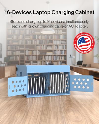 POCHAR 16-Unit Charging Cabinet for Laptops & Tablets with Cable Management - size: 16-Device