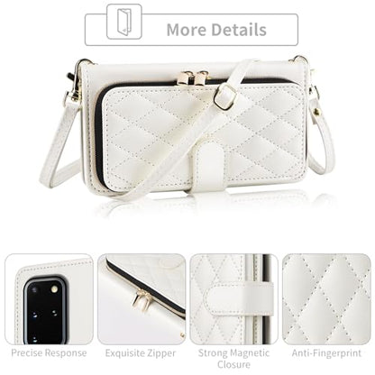 Wallet Case for Samsung Galaxy S20 Plus S20+ 5G with Wrist Strap, 9+ Card Slots Zipper Purse, Luxury PU Leather Stand Full Body Phone Cover for S20+5G S20plus 20S + S2O S 20 20+ G5 Women White | Wrist/Shoulder Strap, Card Slots, Zipper Purse, PU Leather S
