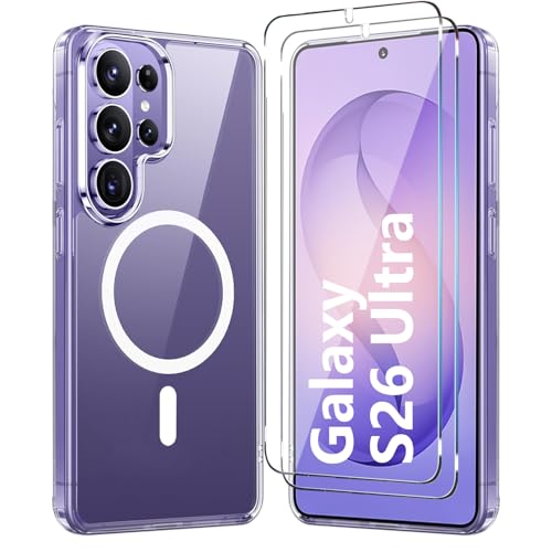for Samsung Galaxy S26 Ultra Case Clear,Magnetic S26 Ultra Case with Screen Protector X2 [Compatible with MagSafe], Shockproof TPU Cover for Galaxy S 26 Ultra Phone Cases-Transparent - color: Clear, size: Samsung Galaxy S26 Ultra