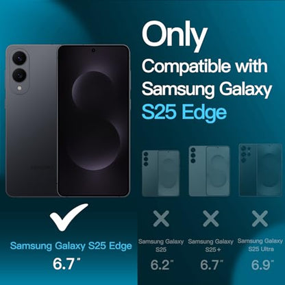 JETech 5 in 1 Matte Case for Samsung Galaxy S25 Edge, Black - color: Black, size: S25 Edge