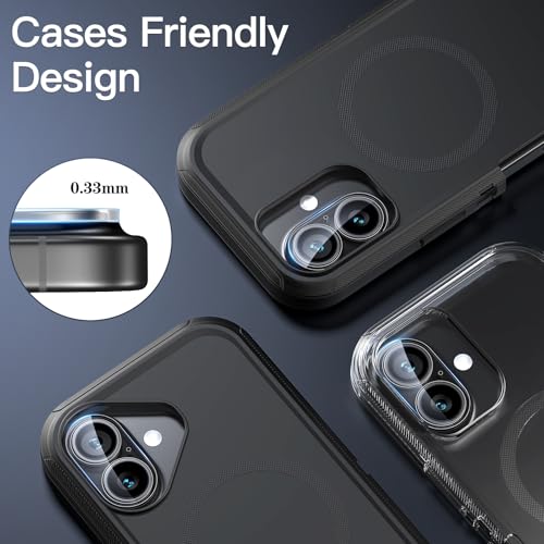 [3 Pack Camera Lens Protector For iPhone 16 6.1-Inch and iPhone 16 Plus 6.7-Inch,9H Tempered Glass,Anti-Scratch,Case Friendly,Night Circle,No-Bubble HD Clarity,Full Cover - size: iPhone 16/16 Plus