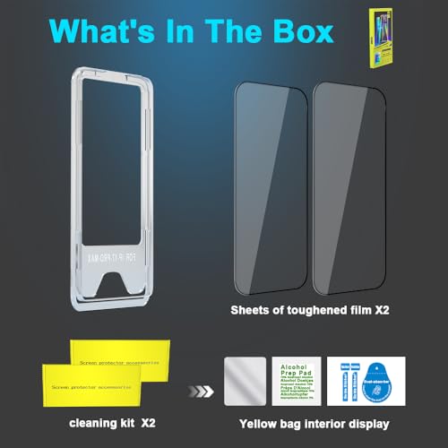 9H+ Tempered Glass for iPhone 17 Pro Max Screen Protector with Auto Dust Removal Installation Frame Military Grade Protection (Scratch, Shatter, Drop Resistance) Full Edge Coverage 6.9" 2025, 2 Pack - size: iPhone 17 Pro Max
