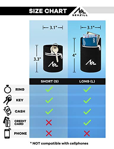 NEWZILL Wrist Wallet Wristband with Zipper for Men & Women, Cotton - color: Black/White, size: Small