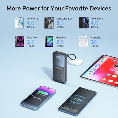 10000mAh Portable Charger Power Bank with Two Cables and Wall Plug