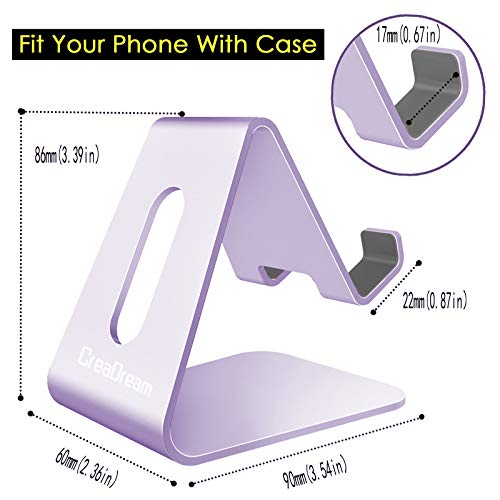 CreaDream Phone Stand Holder, Aluminum Phone Stand for Desk - color: Purple