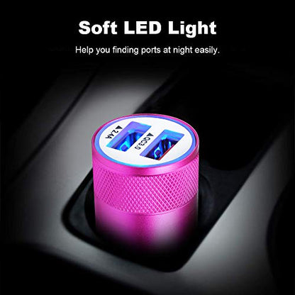 Fast Car Charger, Quick Charging 5.4A/30W Phone USB Car Charger Adapter - color: pink, style: USB A