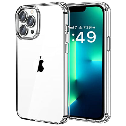 JJGoo Compatiable with iPhone 13 Pro max Case Clear, Transparent Shockproof Phone Case, Slim Anti-Scratch Hard PC Back Protective Cover Bumper, Clear - color: Clear