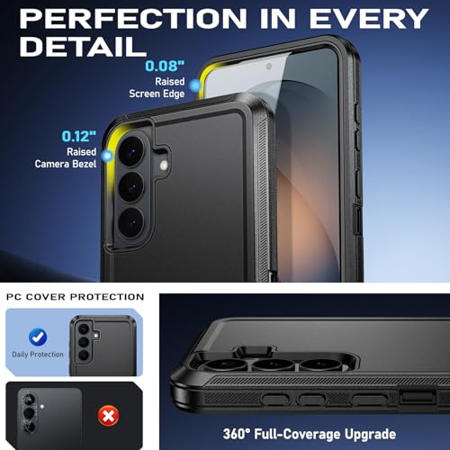 DUEDUE for Samsung Galaxy S26 Plus Case with Belt Clip Holster Shockproof 3-Layer Heavy Duty Kickstand Cover Full Body Protective Rugged Phone Case for Samsung S26 Plus 6.7", Black - size: for Samsung S26 Plus 6.7"