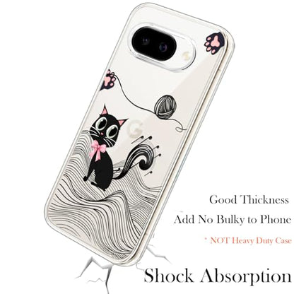 Unov for Pixel 10a Case, Clear with Design, Slim Fit Good Grip, Embossed Phone Case, Shockproof Protective Cover, Raised Camera Protection, Soft TPU, Black Cat - color: Black Cat