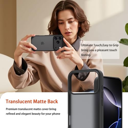 for iPhone 17 pro Case Translucent Matte Phone Cover, [10 FT Military Grade Drop Protection] Slim Durable Shockproof Protective Bumper (Black, iPhone 17 pro) - color: Black, size: iPhone 17 pro