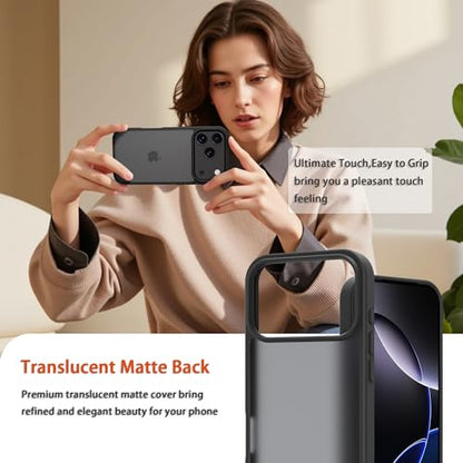 for iPhone 17 pro Case Translucent Matte Phone Cover, [10 FT Military Grade Drop Protection] Slim Durable Shockproof Protective Bumper (Black, iPhone 17 pro) - color: Black, size: iPhone 17 pro