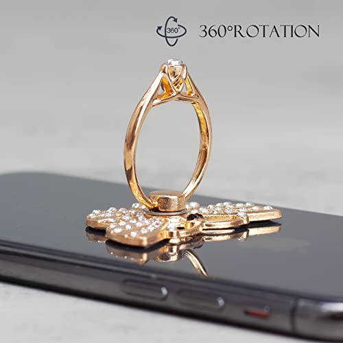 [2 Packs] Butterfly Glitter Bling Bling Phone Ring Holder, Sparkle Phone Ring Grip Artificial Diamond Stand,Rhinestone Cell Finger Ring for Phones,Pad