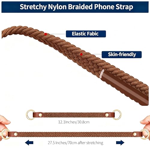 Hovmwey Stretchy Phone Lanyard Tether, 2 Pack Phone Leash Anti-theft Phone Strap for Anti-drop Outdoor Hiking Cycling Climbing Universal for Most Cell Phones, Dark Brown - color: Dark Brown