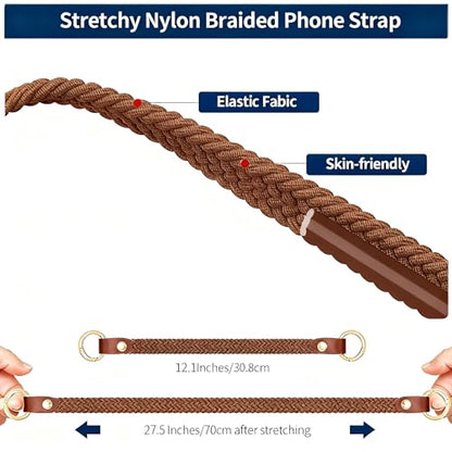 Hovmwey Stretchy Phone Lanyard Tether, 2 Pack Phone Leash Anti-theft Phone Strap for Anti-drop Outdoor Hiking Cycling Climbing Universal for Most Cell Phones, Dark Brown - color: Dark Brown