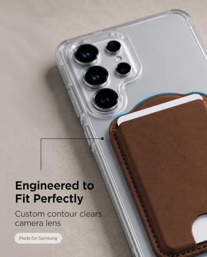ENCASED Magnetic Wallet for Samsung Phones (Compatible with MagSafe) Premium PU Leather Slim Card Holder Designed for Galaxy S26, S26 Plus, S26 Ultra (Brown) - color: Brown