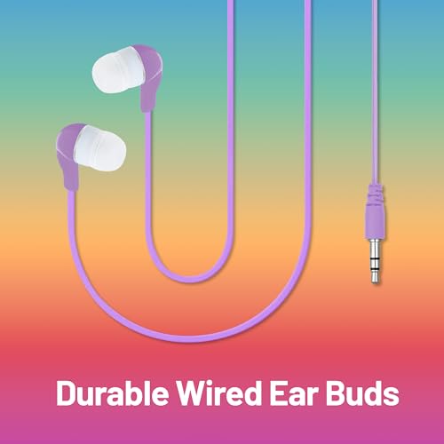 JustJamz Ear Buds Jelly Roll - Pack of 10 Colorful in-Ear Earbuds - Kids Headphones - for Tablets, PC, Laptop, Desktop,Computers and Smartphones