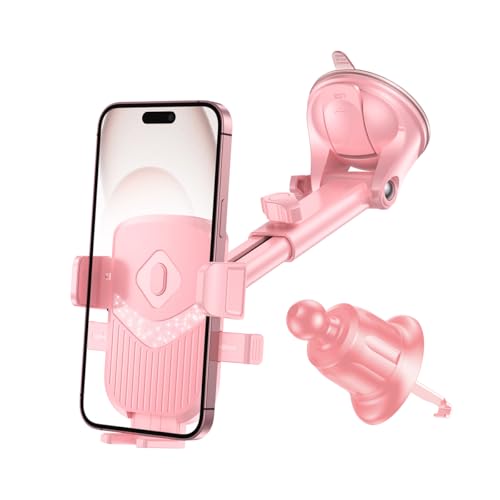 Car Phone Holder 360 Rotation Adjustable Smartphone Mount Pink - color: Pink