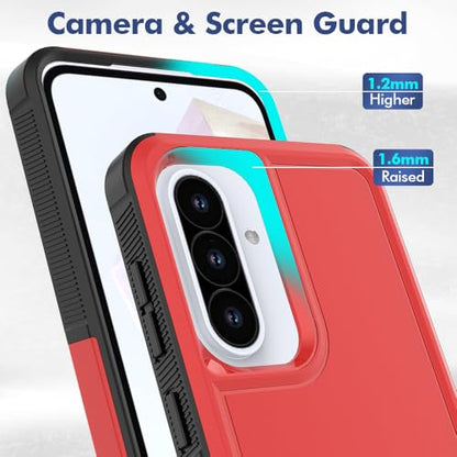 for Samsung Galaxy A37 / Galaxy A36 5G / Galaxy A57 5G Case: Dual Layer Protective Heavy Duty Cell Phone Cover Shockproof Rugged with Screen Protector - Military Protection Bumper Tough, Red - color: Red (PC) + Black (TPU)