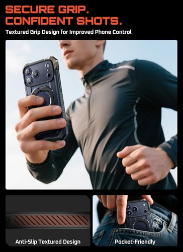 SUPCASE for iPhone 17 Pro Max Case with Built-in Kickstand, Black | Camera Control Cover, Compatible with MagSafe, Anti-Slip Grip, Military-Grade Protection, Rugged Magnetic Phone Case, UB Grip - color: Black, size: iPhone 17 Pro Max