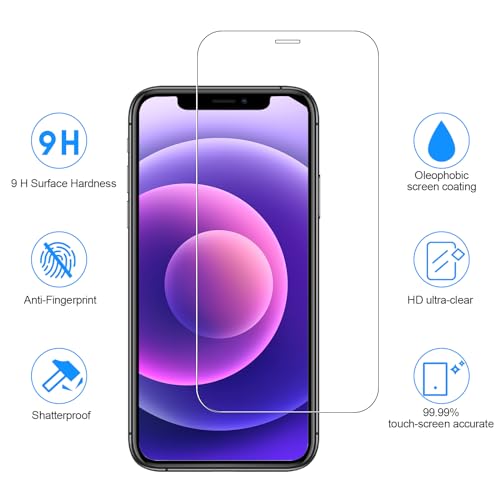 SIBEITU 3+3 Pack Screen Protector + Camera Lens Protector for iPhone 12 Pro | 6.1 Inch HD 9H Hardness Tempered Glass Film, Scratch Resistant, Sensor Protection, Case Friendly, High Response, Bubble Free - size: iPhone 12 Pro 6.1"