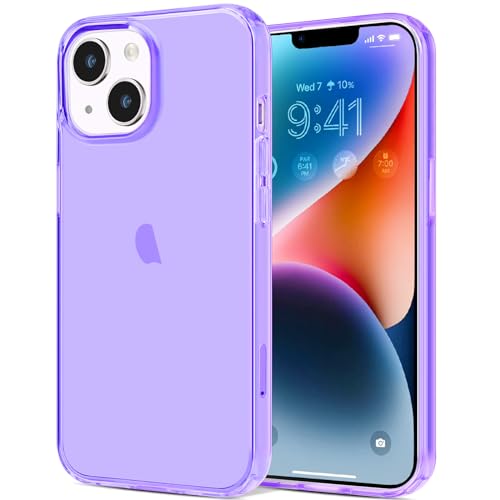 JJGoo Compatible with iPhone 14 Case Clear, Soft Shockproof Protective Slim Thin Phone Bumper Cover Transparent Phone Case, Translucent Purple - color: Purple